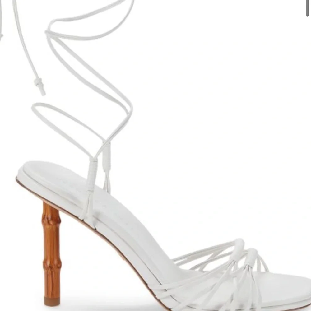NWT Cabot White Leather Strappy Heels — Minimalist Designer Sandals 8.5